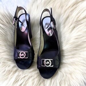 Michael Kors Black Open-Toe Slingback Heels